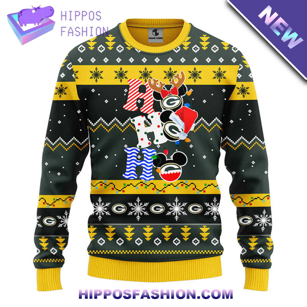 Green Bay Packers HoHoHo Mickey Christmas Ugly Sweater jDXku.jpg