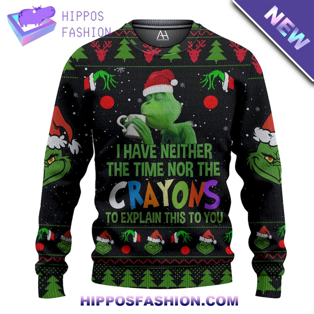 Grinch Crayons Ugly Christmas Sweaters