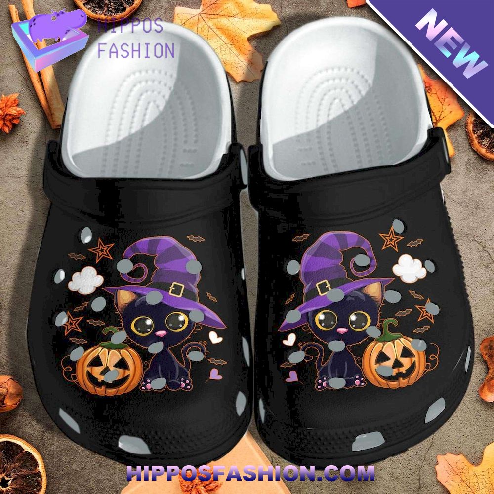 Halloween Black Cat And Pumpkin Special Personalized Crocs Clog Shoes