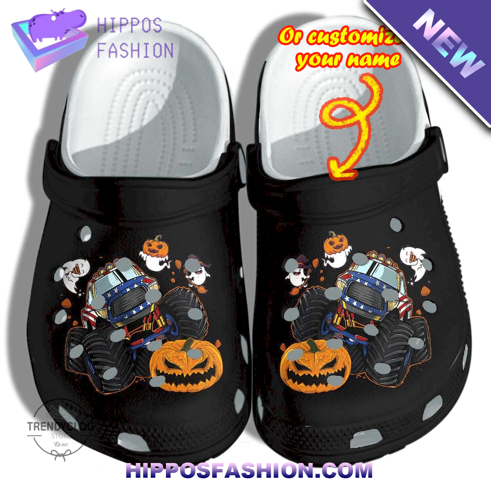 Halloween Pumpkin Monsters Truck Personalized Crocs Clog Shoes