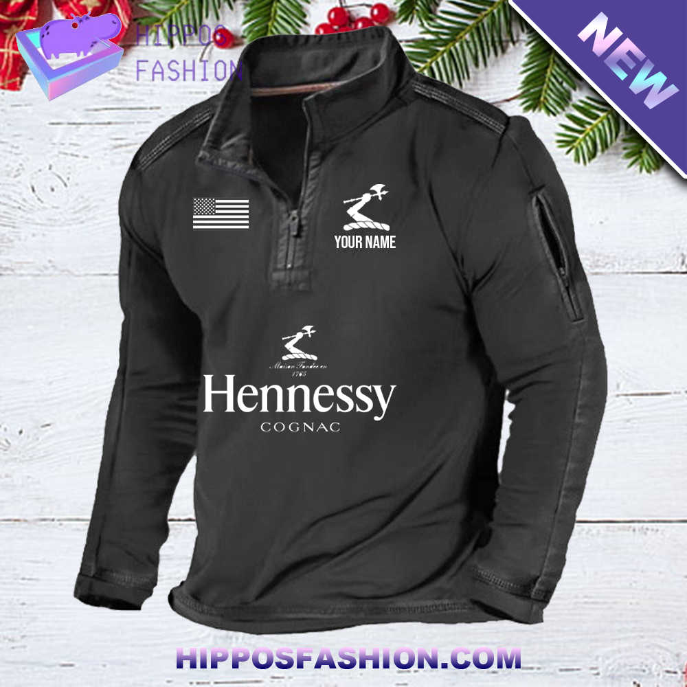 Hennessy USA Flag Personalized 1/2 Zip Waffle Top