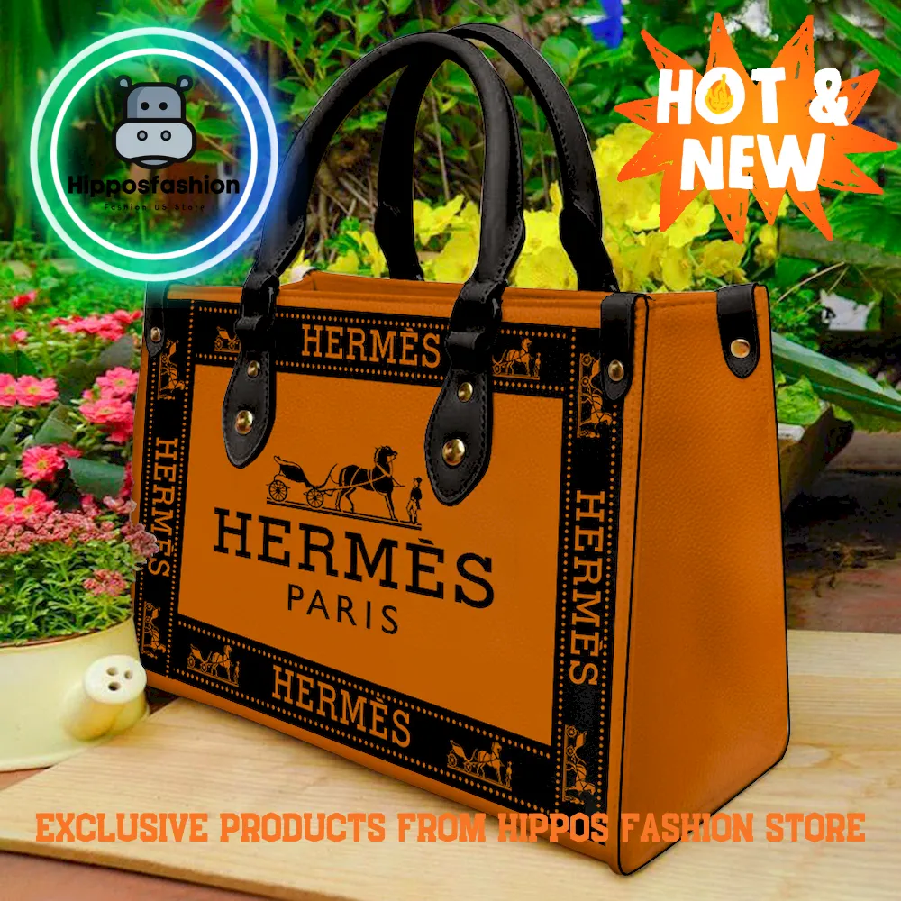 Hermes Orange Black Limited Edition Luxury Leather Handbag