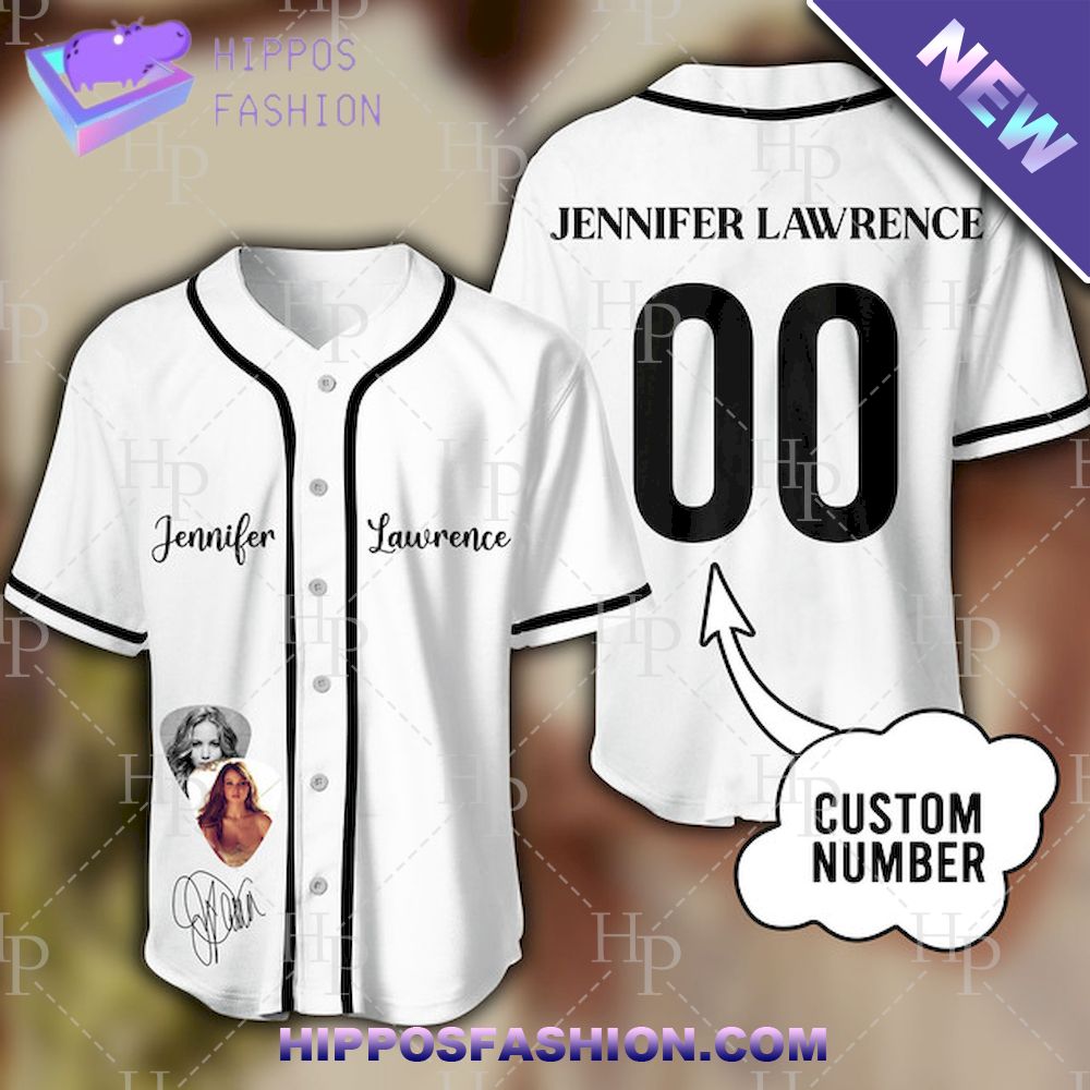 Jennifer Lawrence Custom Name Baseball Jersey