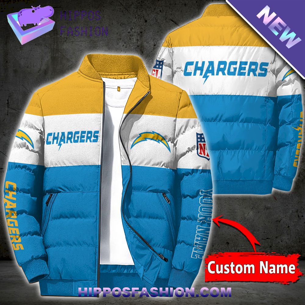 Los Angeles Chargers Personalized Full Zip Puffer Jacket