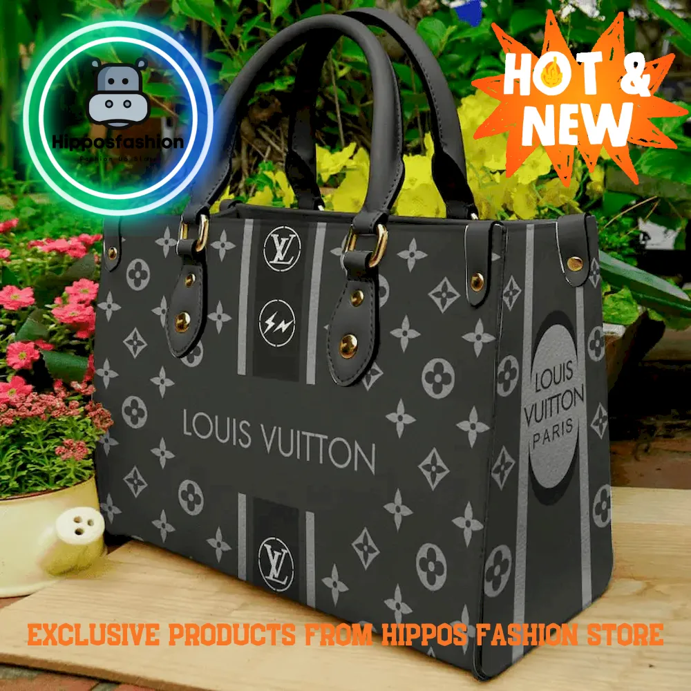 Louis Vuitton Paris Black Gray Luxury Leather Handbag