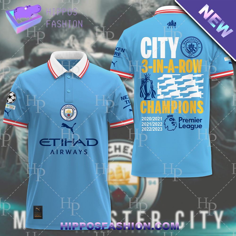 Manchester City Premier League 3D Polo Shirt