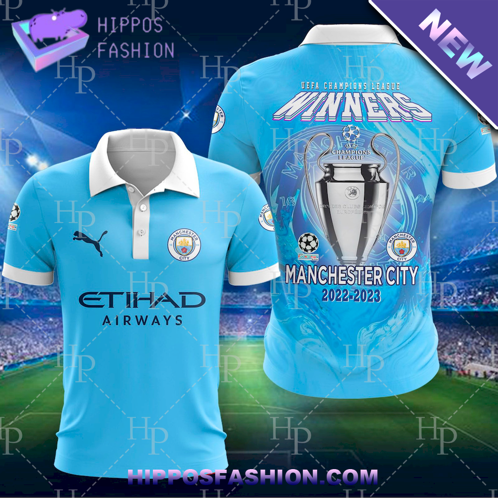 Manchester City UEFA Champions League Winners 3D Polo Shirt