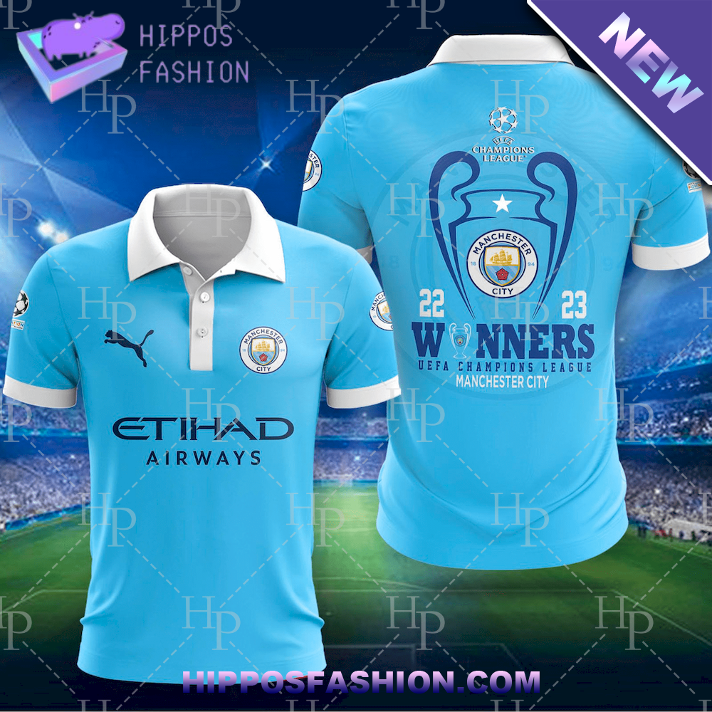 Manchester City Winners UEFA Champions League 3D Polo Shirt