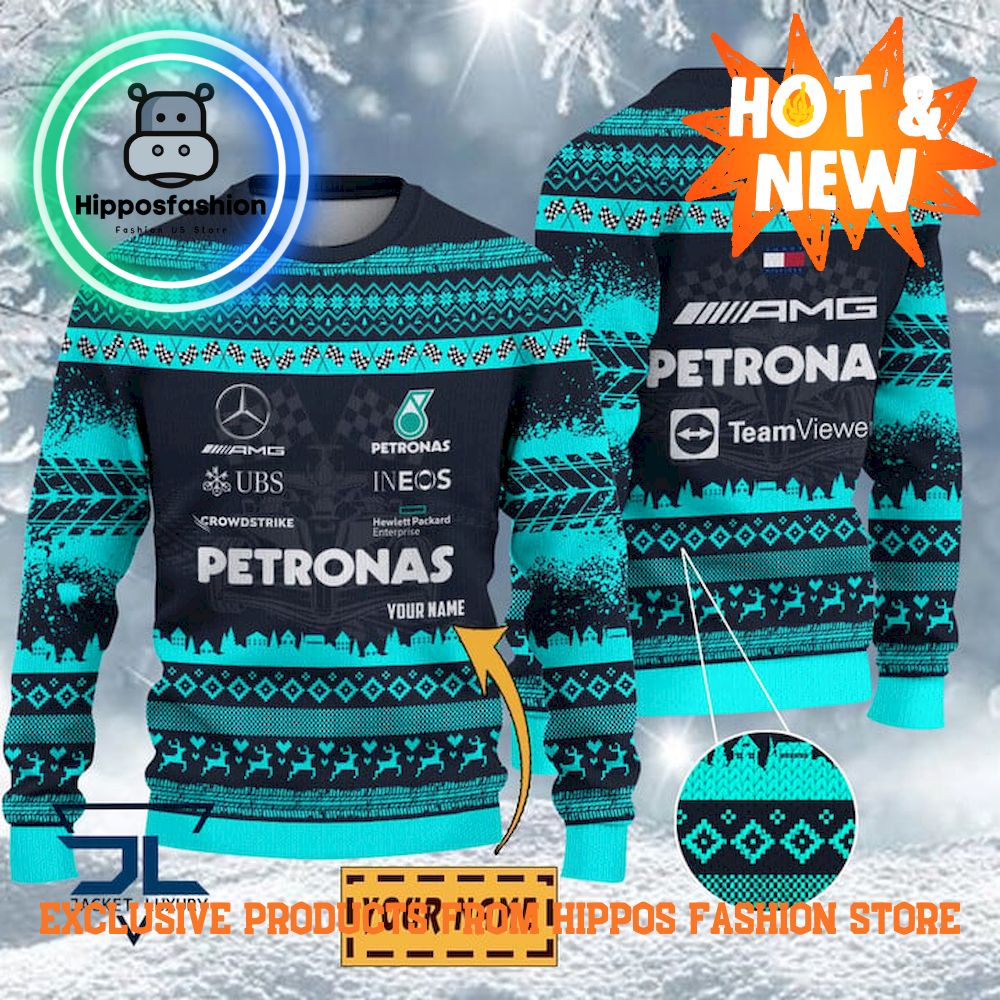 Mercedes AMG PETRONAS F Team Personalized Ugly Christmas Sweater