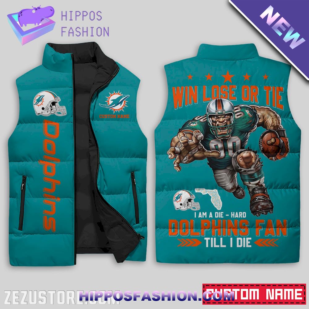 Miami Dolphins NFL Custom Name Sleeveless Jacket