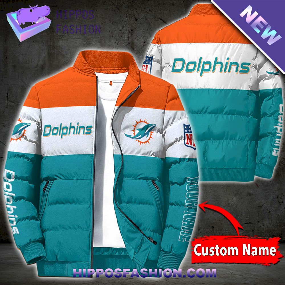Miami Dolphins Personalized Full Zip Puffer Jacket
