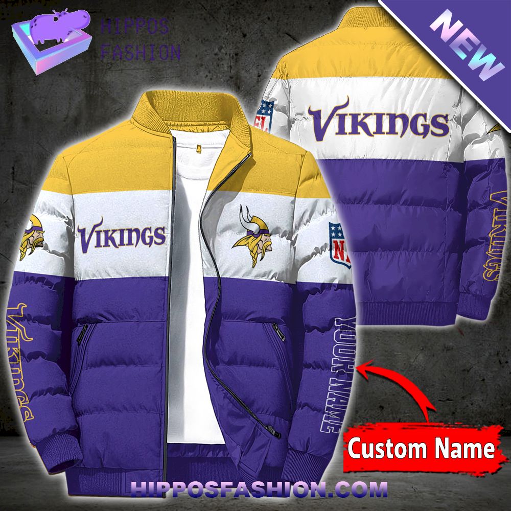 Minnesota Vikings Personalized Full Zip Puffer Jacket