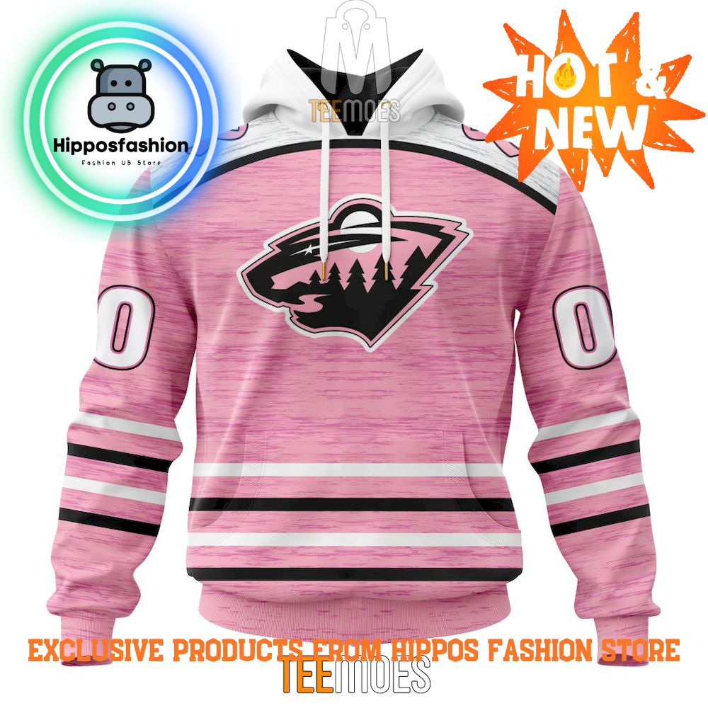 Minnesota Wild Breast Cancer Awareness Light Pink Personalized Hoodie