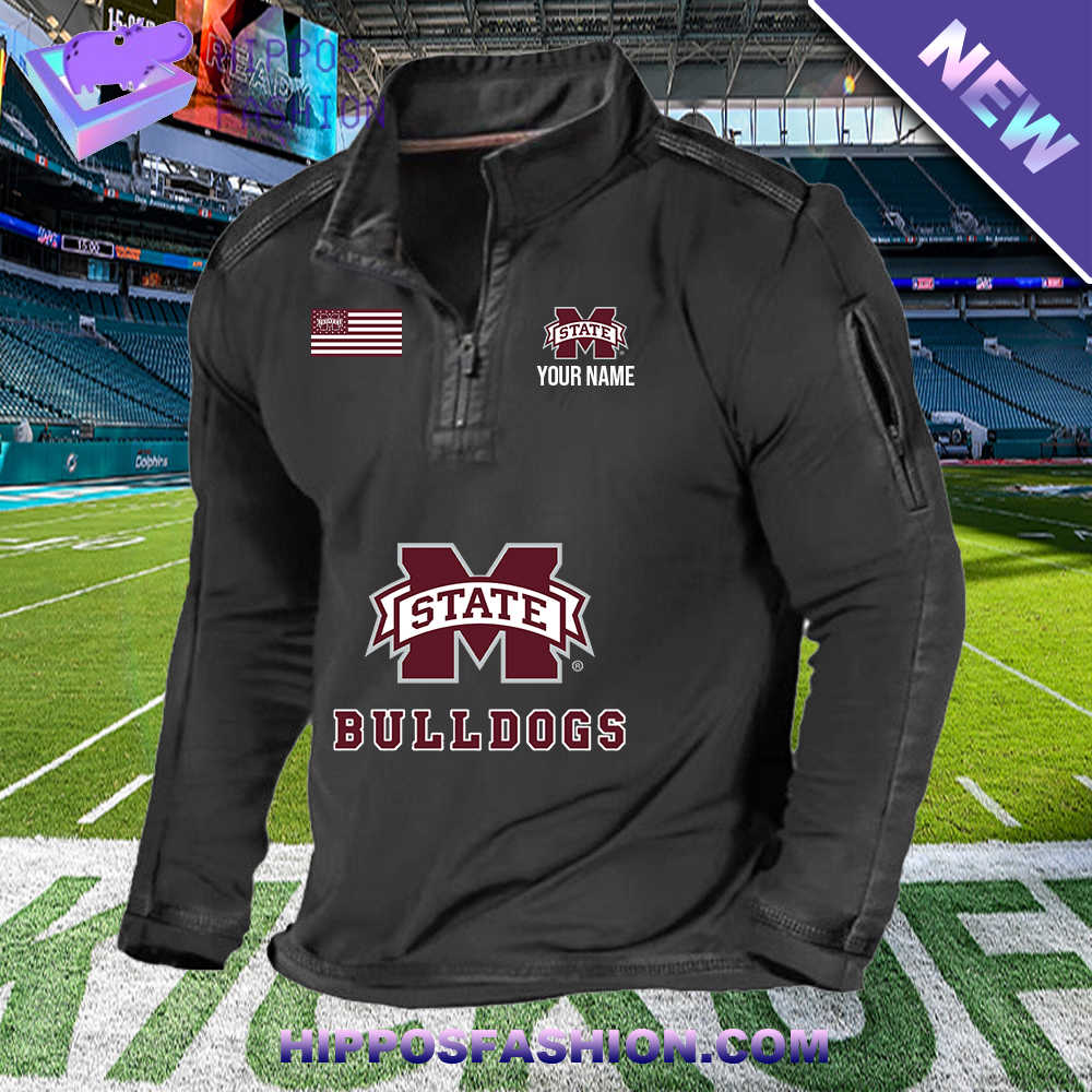 Mississippi State Bulldogs Logo Personalized 1/2 Zip Waffle Top
