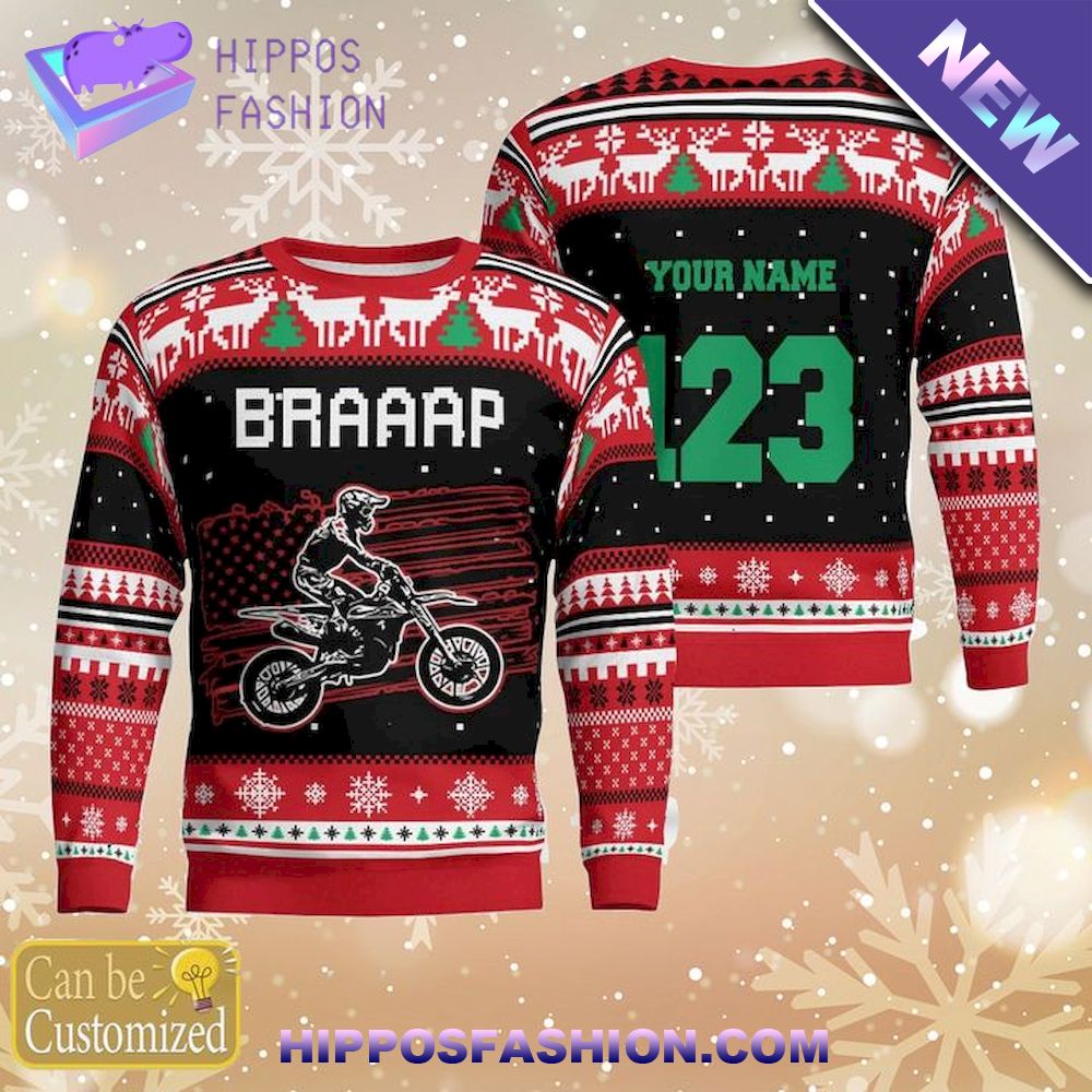 Motocross Braaap Christmas D Ugly Sweater