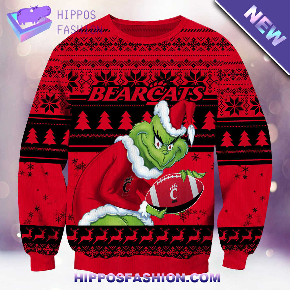 NCAA Cincinnati Bearcats Grinch Christmas Ugly Sweater bVlgz.jpg