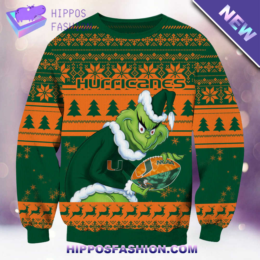 NCAA Miami Hurricanes Grinch Christmas Ugly Sweater oYgbn.jpg