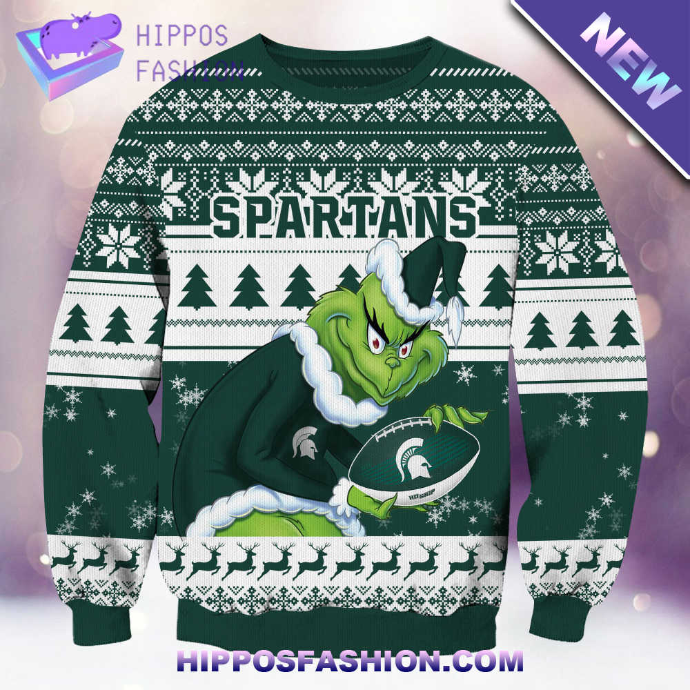 NCAA Michigan State Spartans Grinch Christmas Ugly Sweater AXitc.jpg