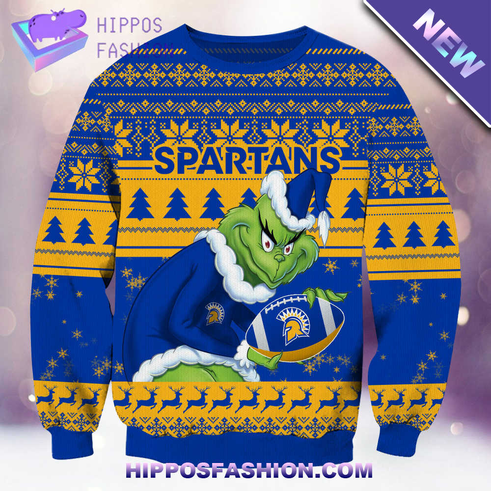 NCAA San Jose State Spartans Grinch Christmas Ugly Sweater Croen.jpg