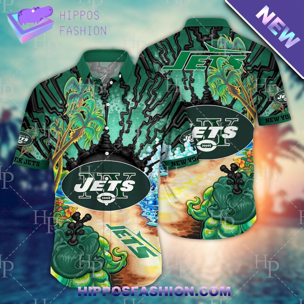 NFL New York Jets Flower Hawaiian Shirt