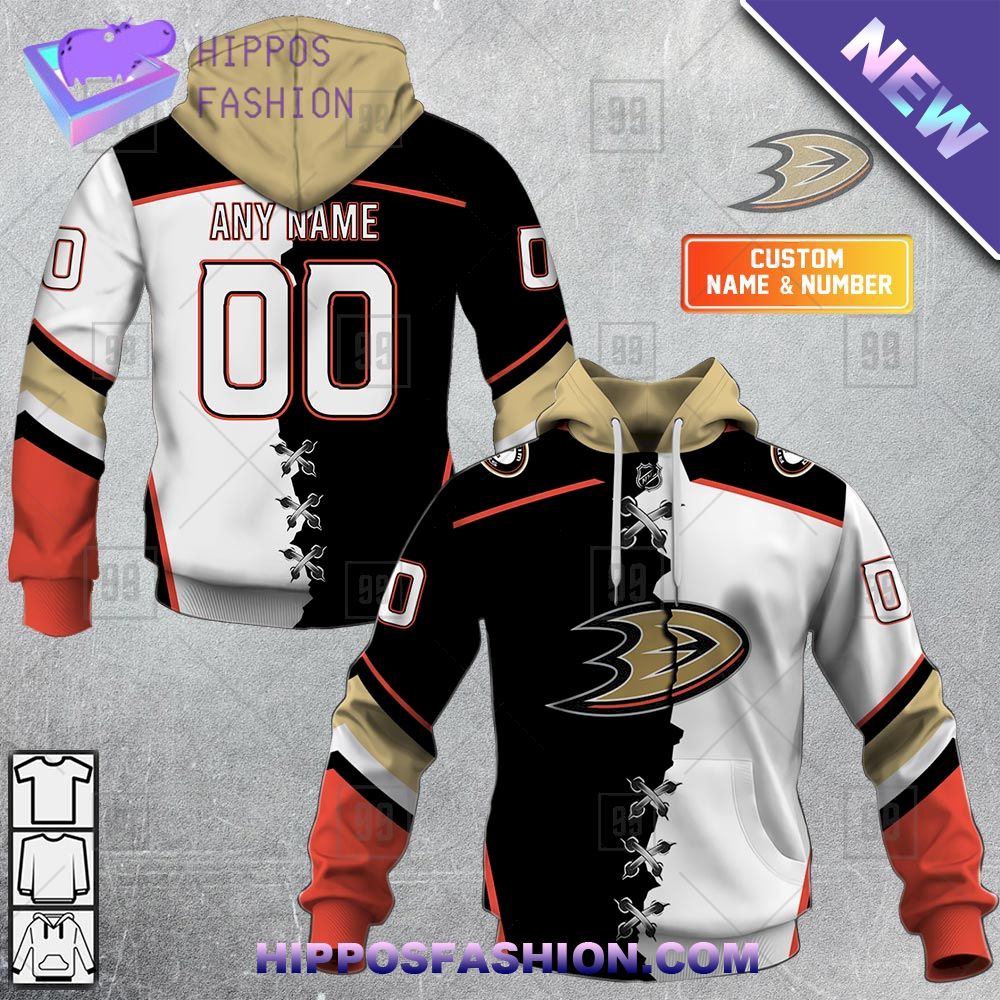 NHL Anaheim Ducks Mix Jersey Personalized Hoodie