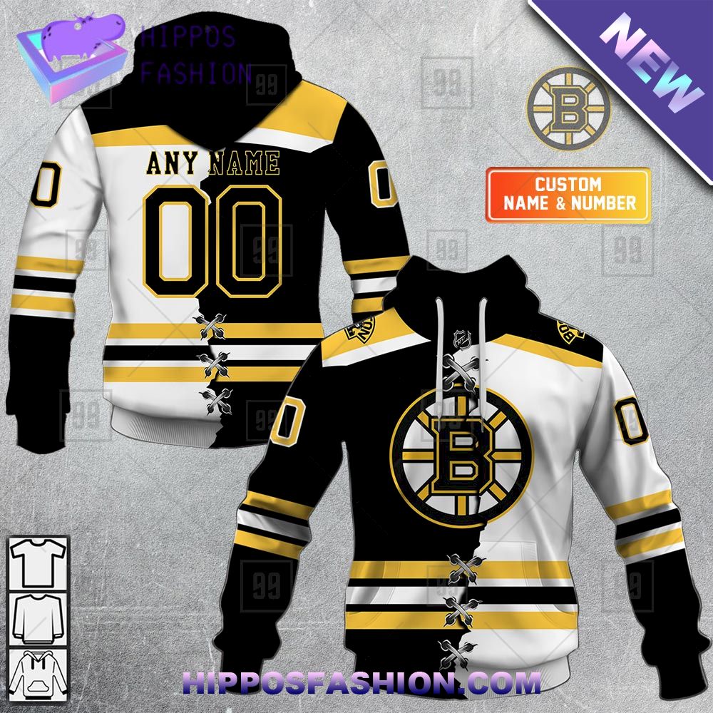 NHL Boston Bruins Mix Jersey Personalized Hoodie