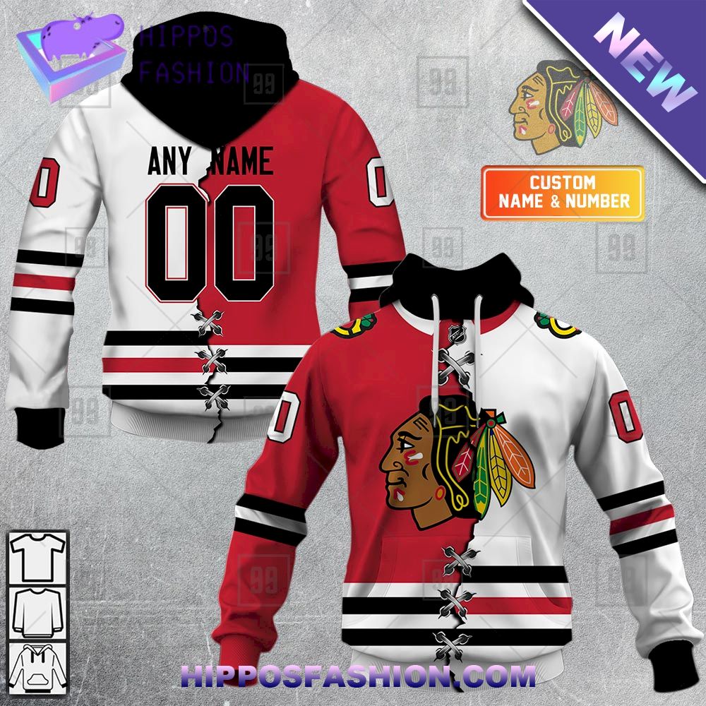 NHL Chicago Blackhawks Mix Jersey Personalized Hoodie