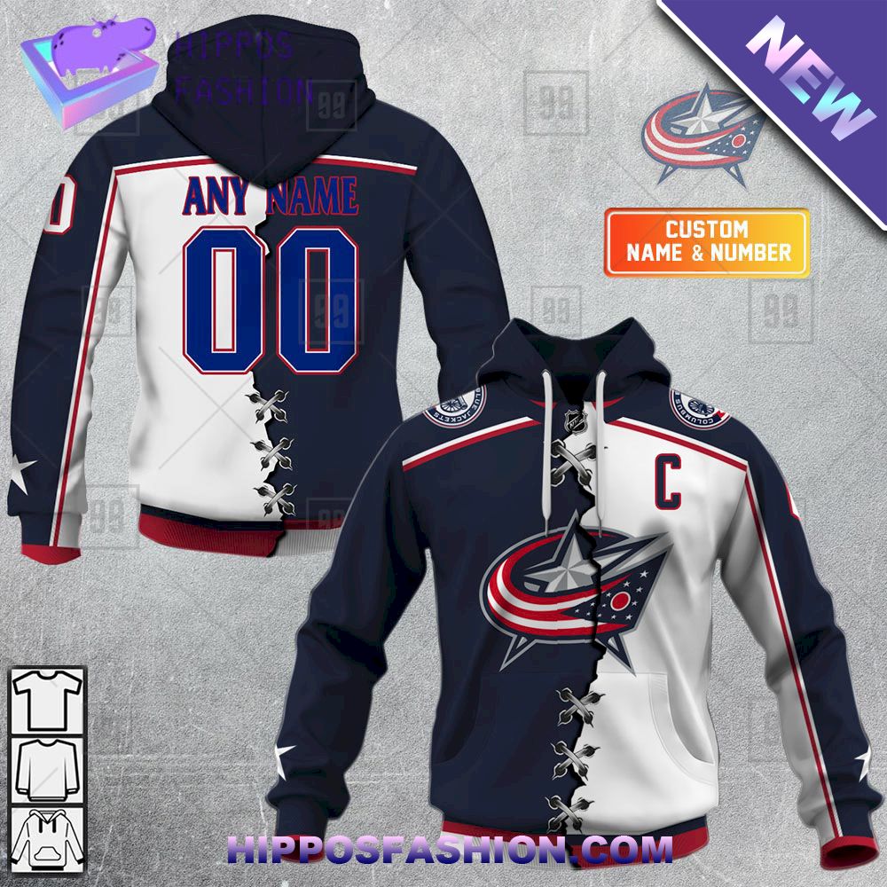 NHL Columbus Blue Jackets Mix Captain Personalized Hoodie
