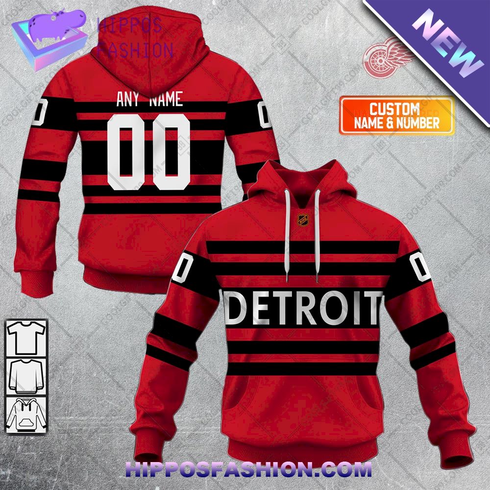 NHL Detroit Red Wings Reverse Retro Personalized Hoodie