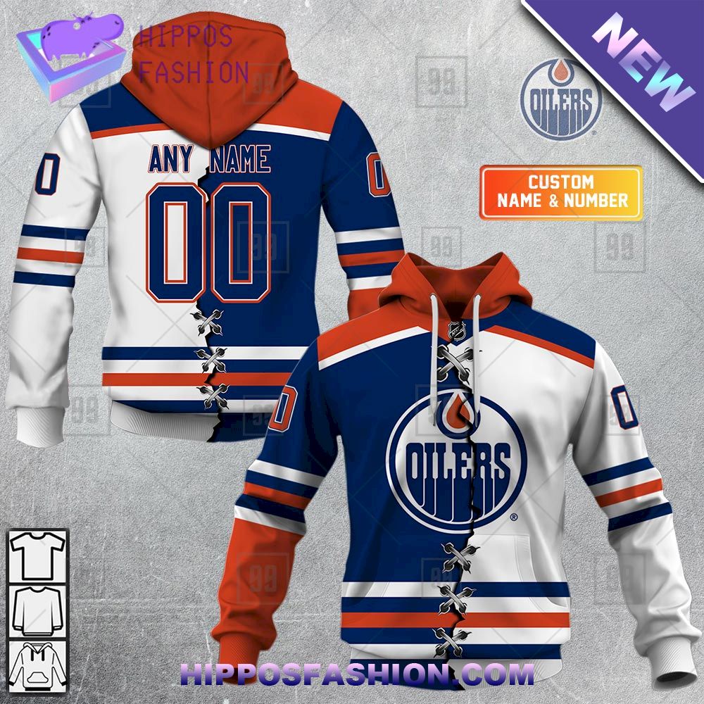 NHL Edmonton Oilers Mix Jersey Personalized Hoodie