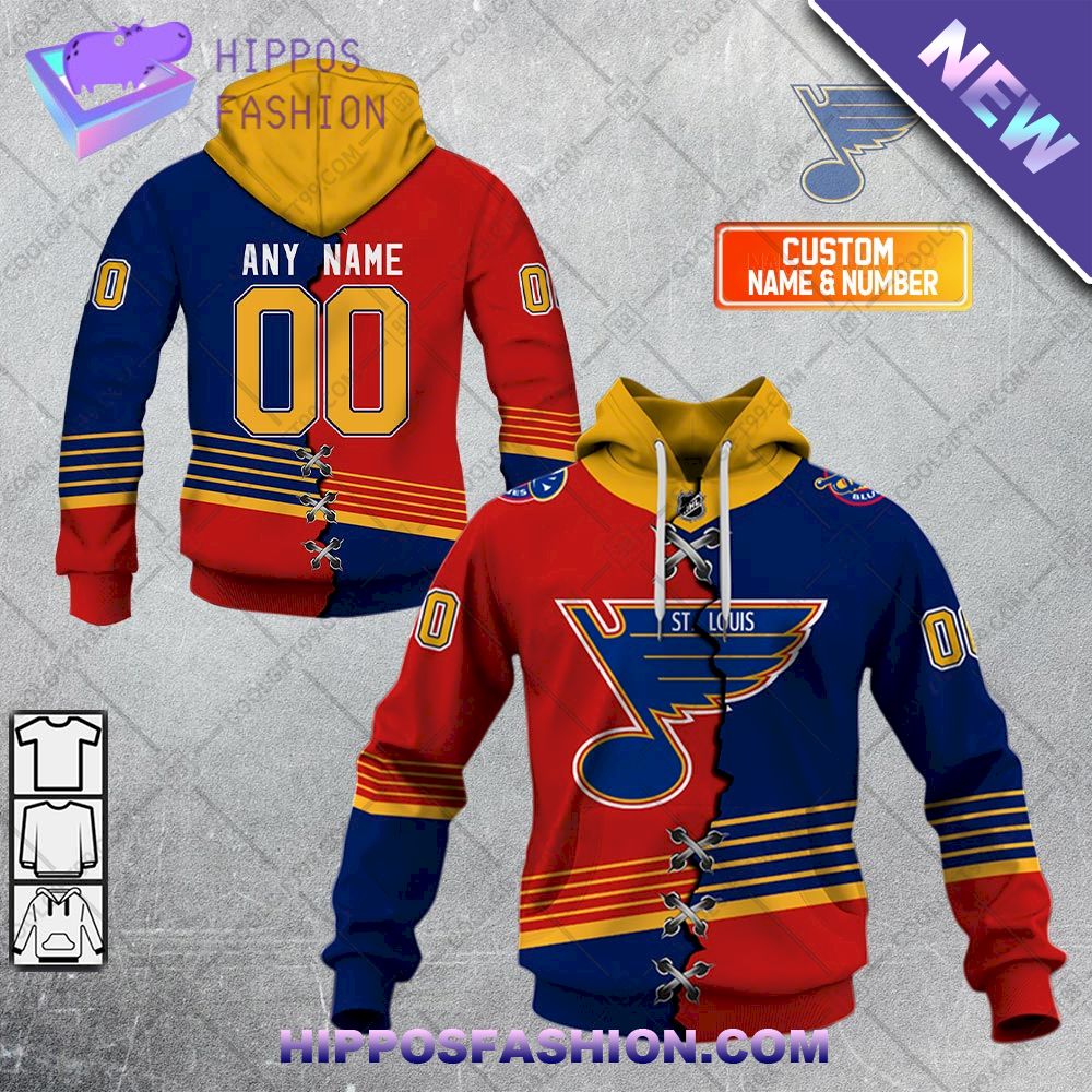 NHL Mix Retro Jersey St Louis Blues Personalized Hoodie