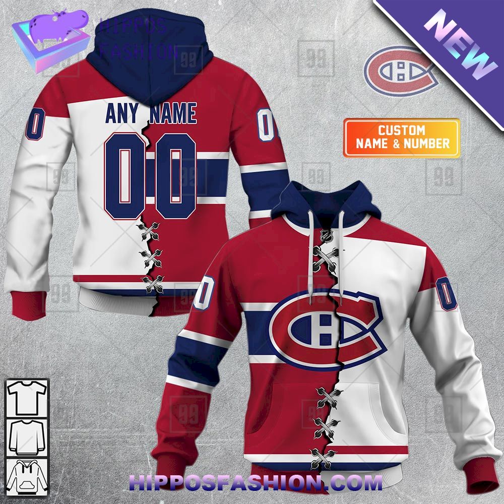 NHL Montreal Canadiens Mix Jersey Personalized Hoodie