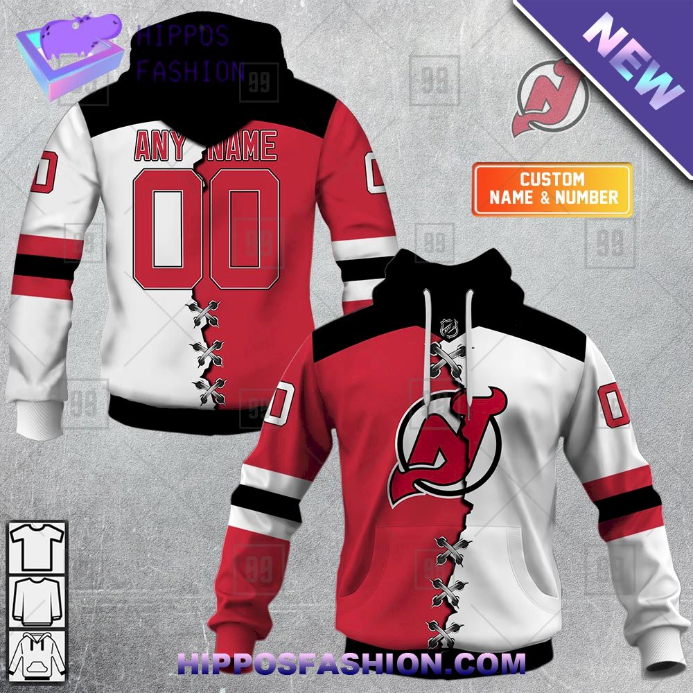 NHL New Jersey Devils Mix Jersey Personalized Hoodie