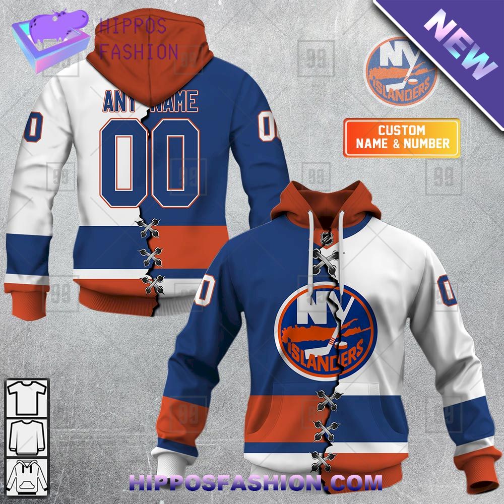 NHL New York Islanders Mix Jersey Personalized Hoodie