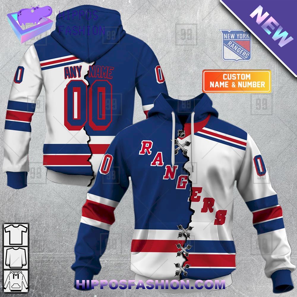 NHL New York Rangers Mix Jersey Personalized Hoodie