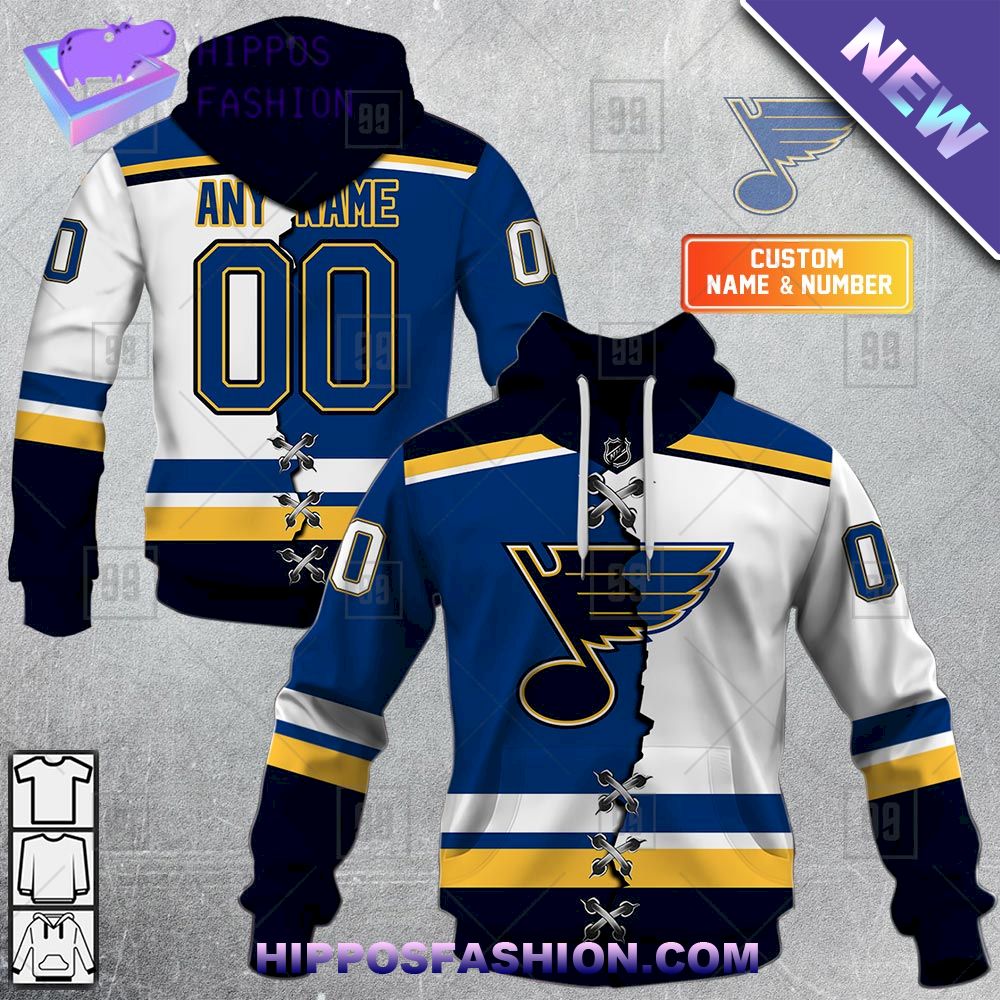 NHL St Louis Blues Mix Jersey Personalized Hoodie