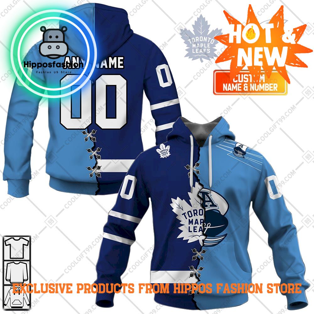 NHL Toronto Maple Leafs Mix CFL Toronto Argonauts Jersey Style Personalized Hoodie