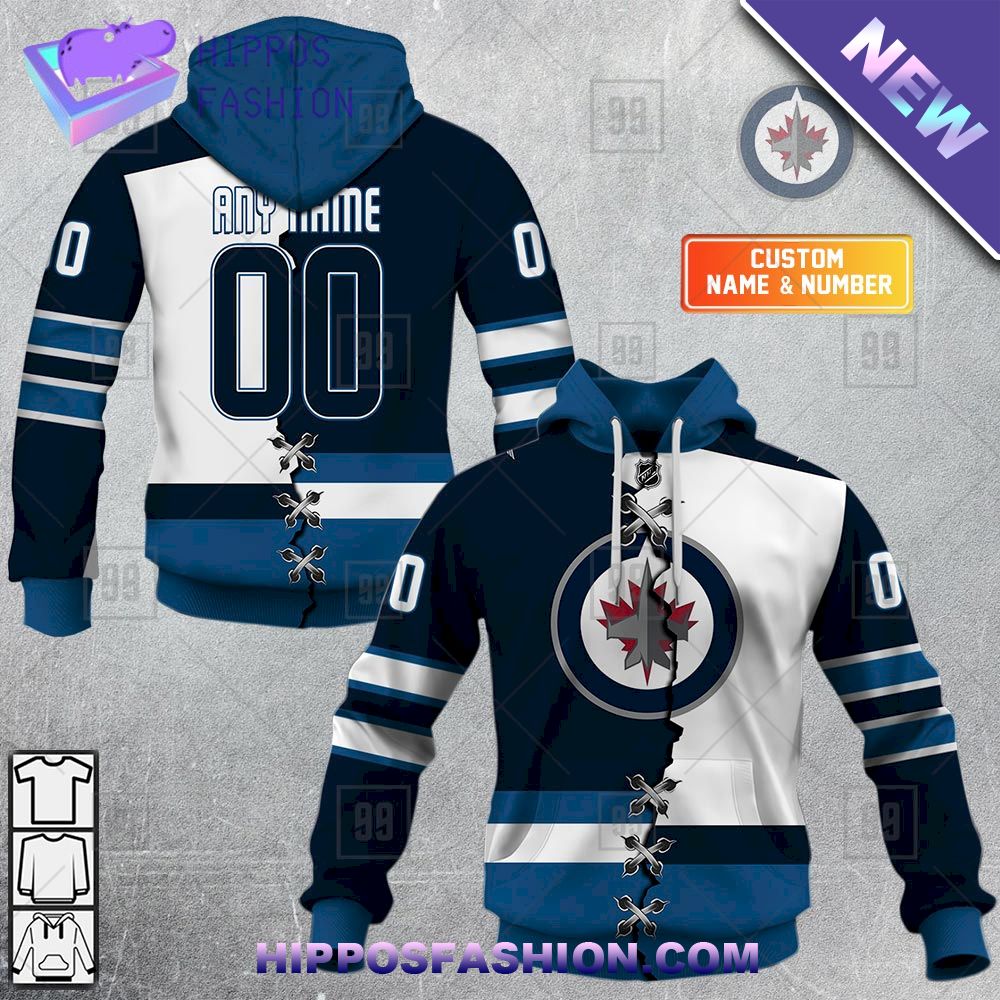 NHL Winnipeg Jets Mix Jersey Personalized Hoodie