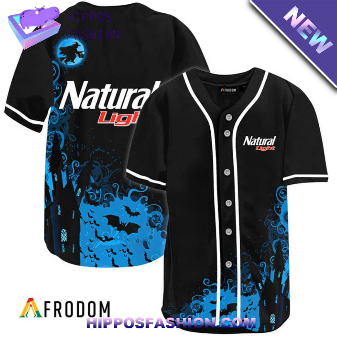 Natural Light Black Witch Halloween Baseball Jersey