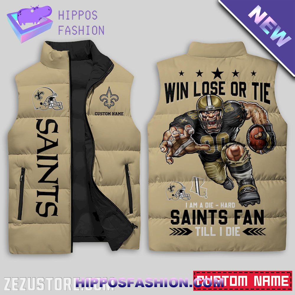 New Orleans Saints NFL Custom Name Sleeveless Jacket