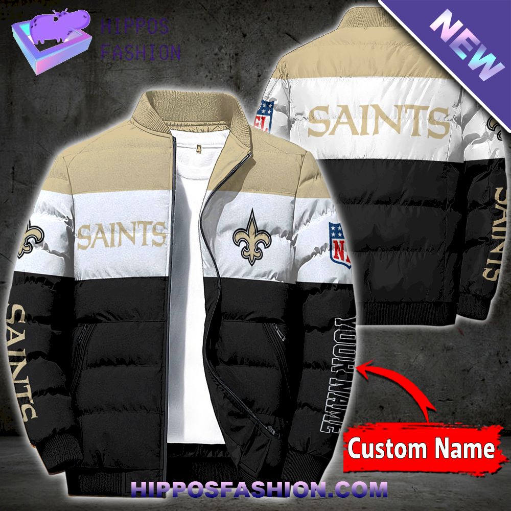 New Orleans Saints Personalized Full Zip Puffer Jacket