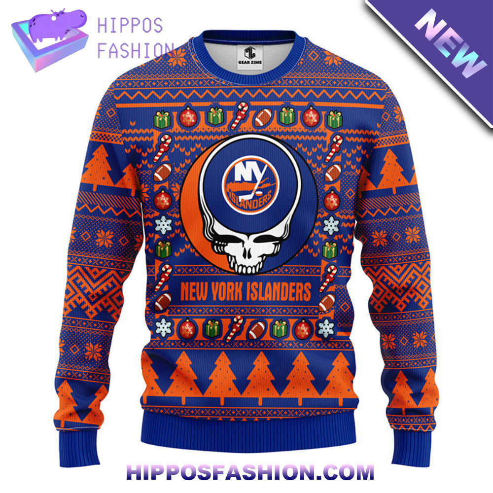 New York Islanders Grateful Dead Ugly Christmas Fleece Sweater sLn.jpg