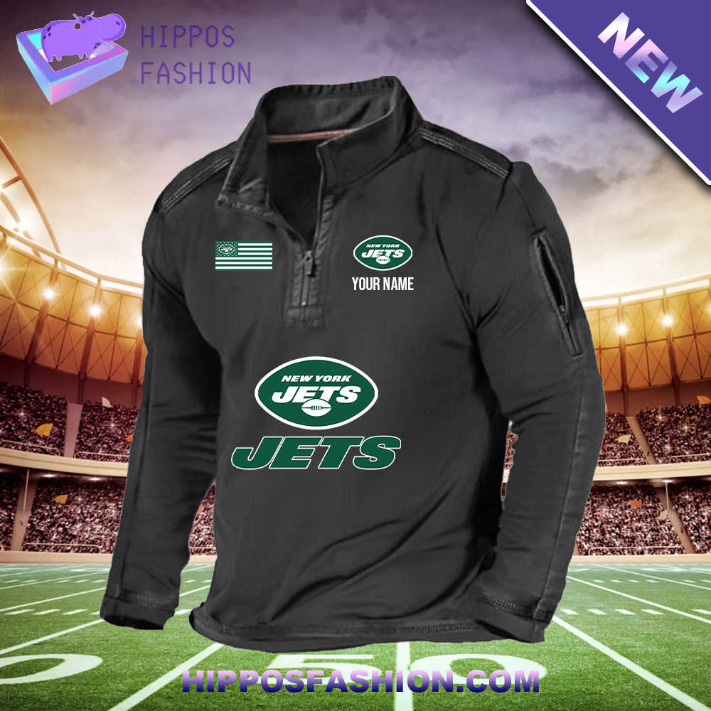 New York Jets Flag Personalized 1/2 Zip Waffle Top
