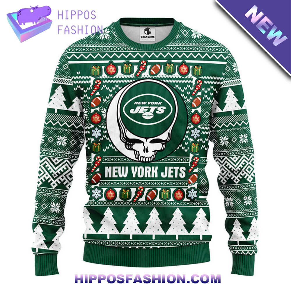 New York Jets Grateful Dead Ugly Christmas Fleece Sweater sRxbs.jpg