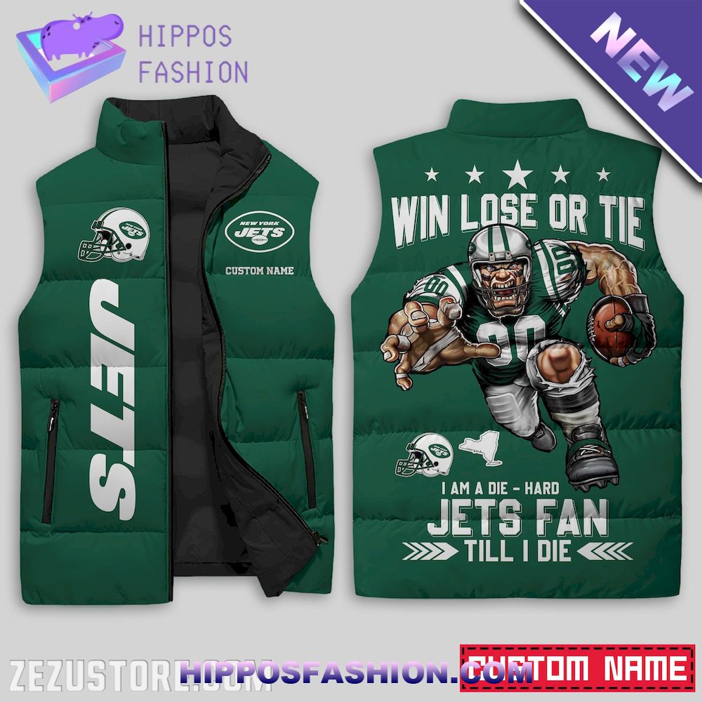 New York Jets NFL Custom Name Sleeveless Jacket