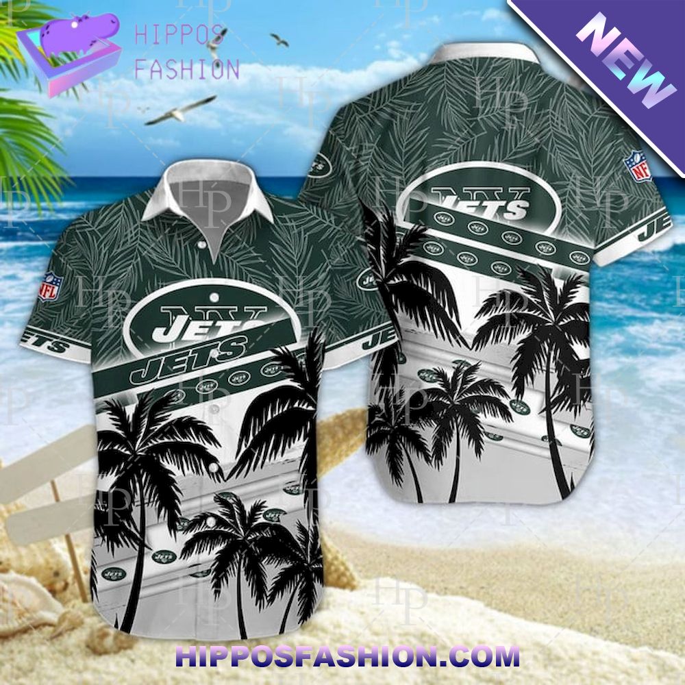 New York Jets Palm Trees Hawaiian Shirt