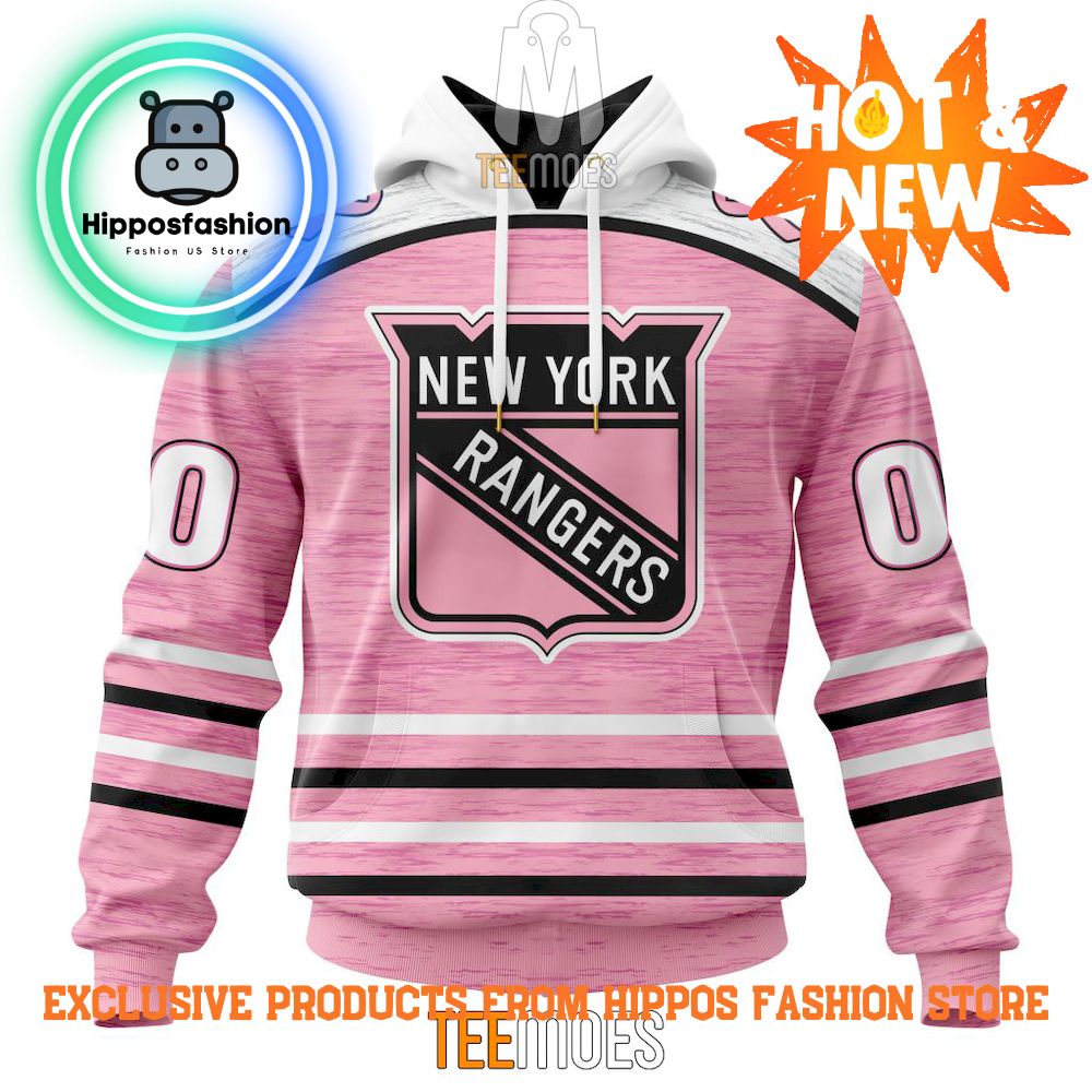 New York Rangers Breast Cancer Awareness Light Pink Personalized Hoodie