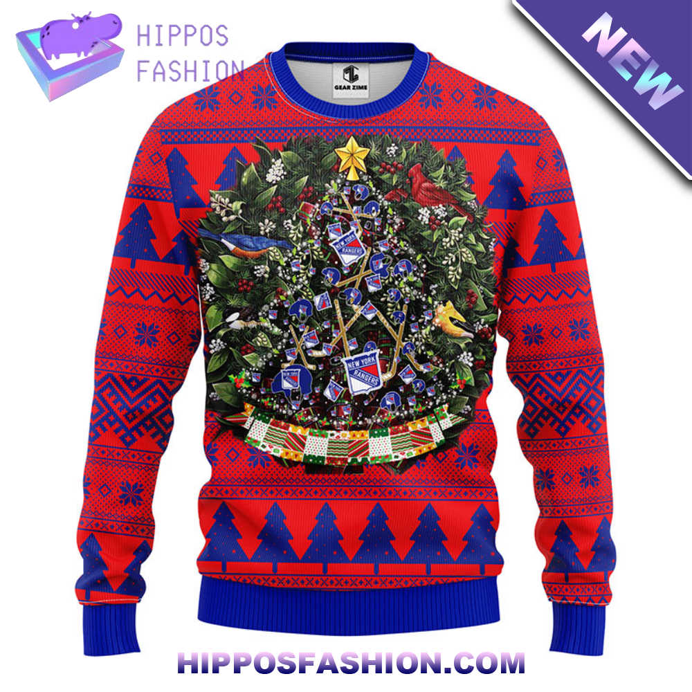 New York Rangers Tree Ball Christmas Ugly Sweater iQt.jpg
