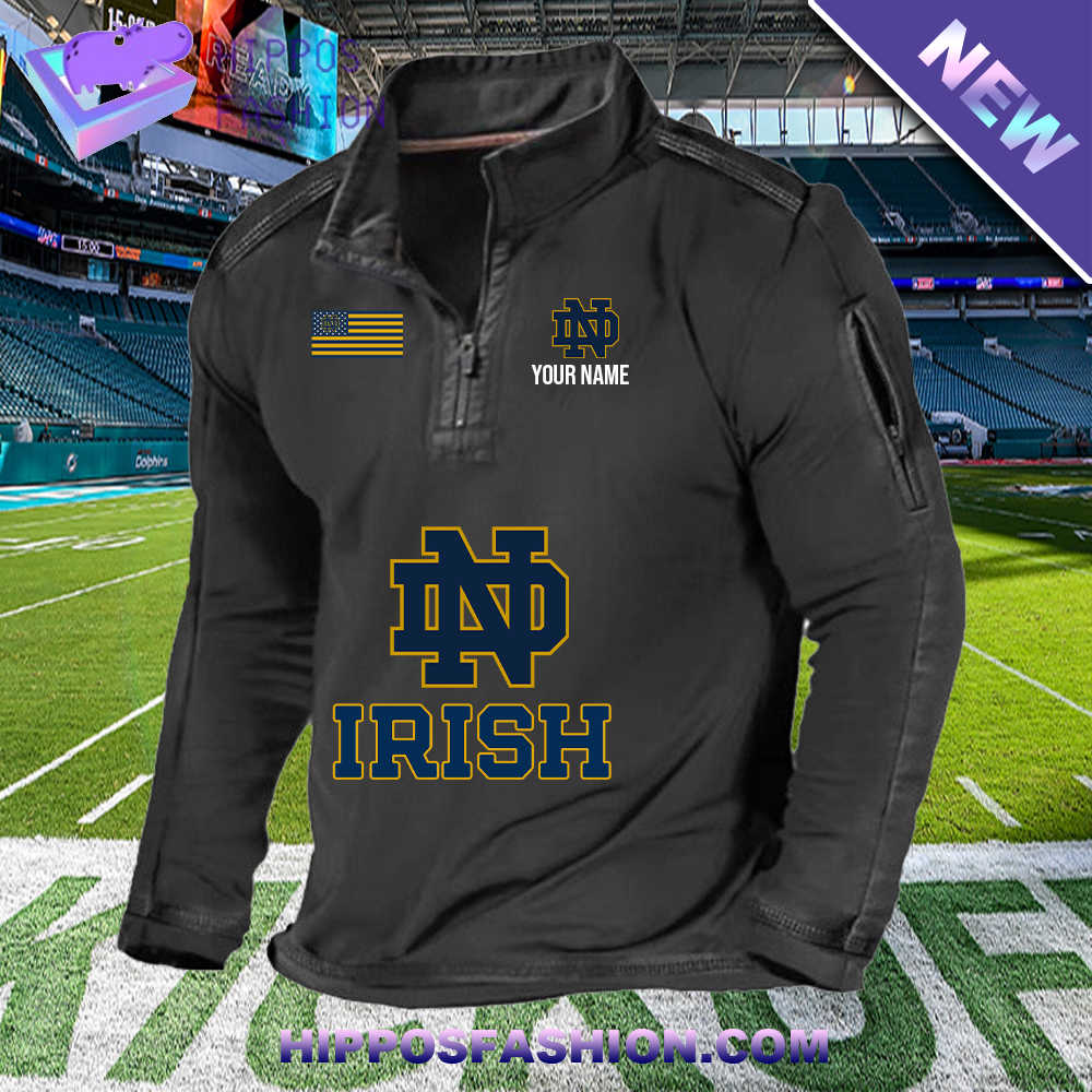 Notre Dame Fighting Irish Logo Personalized 1/2 Zip Waffle Top