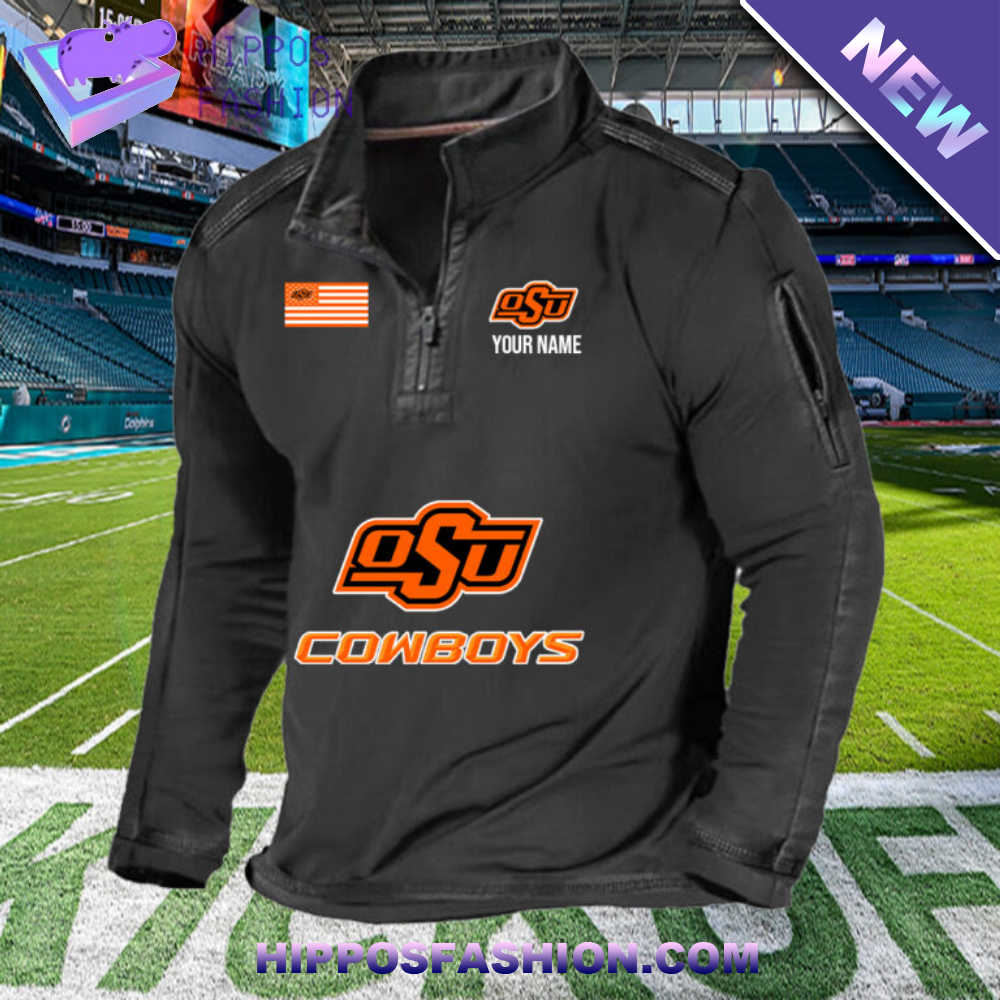 Oklahoma State Cowboys Logo Personalized 1/2 Zip Waffle Top